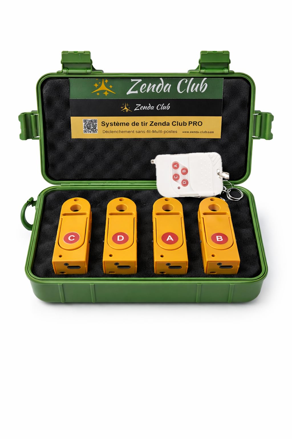 zenda club Kit disparador de fuego de artificio 4 canales - Sistema de encendido inalámbrico recargable - Mando a distancia 50-100 m - Activación rápida para mecha, fumigos, fuentes