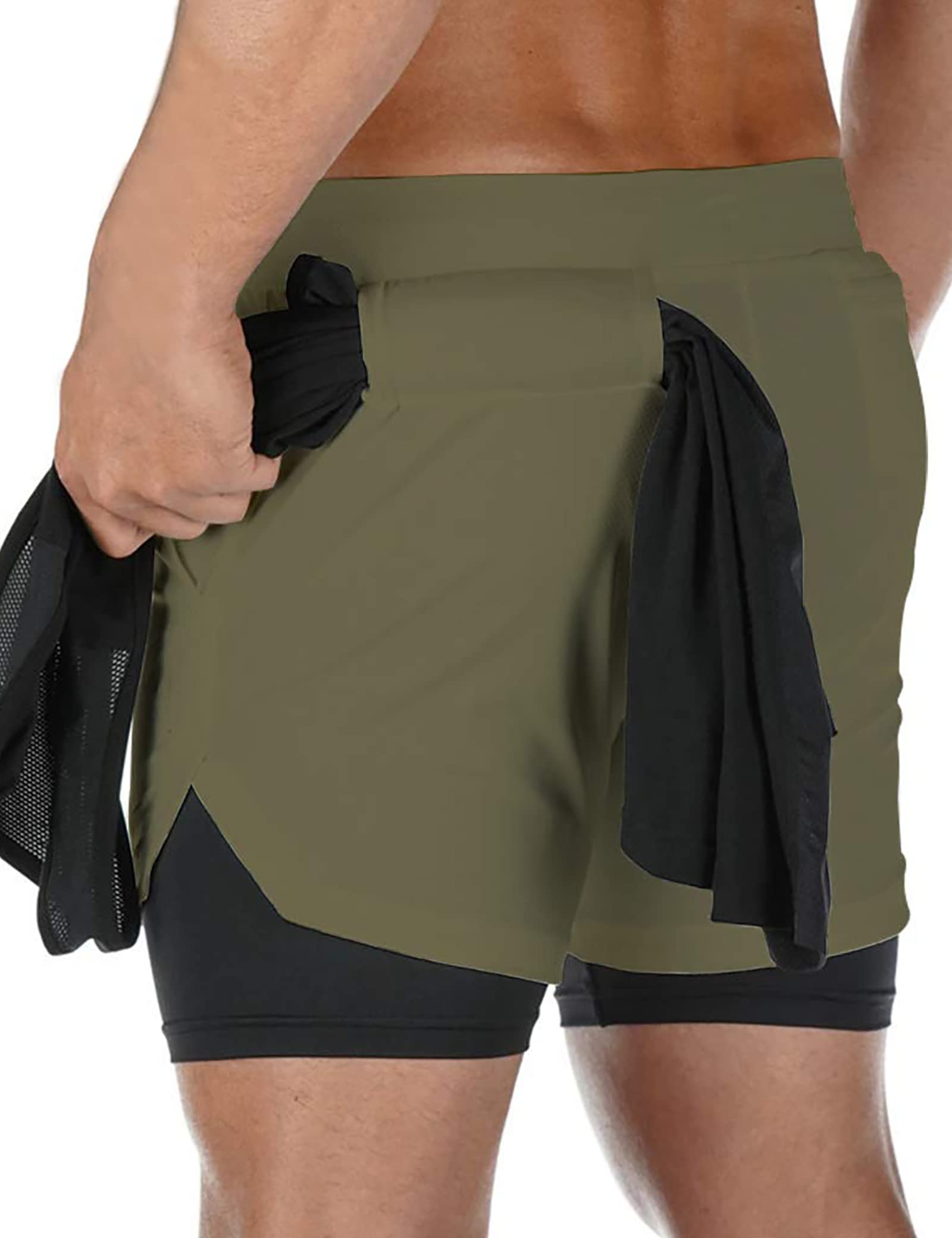 DIOTSRDIOTSR Mens 2 in 1 Running Workout Shorts Lightweight Athletic Gym Shorts with Pockets