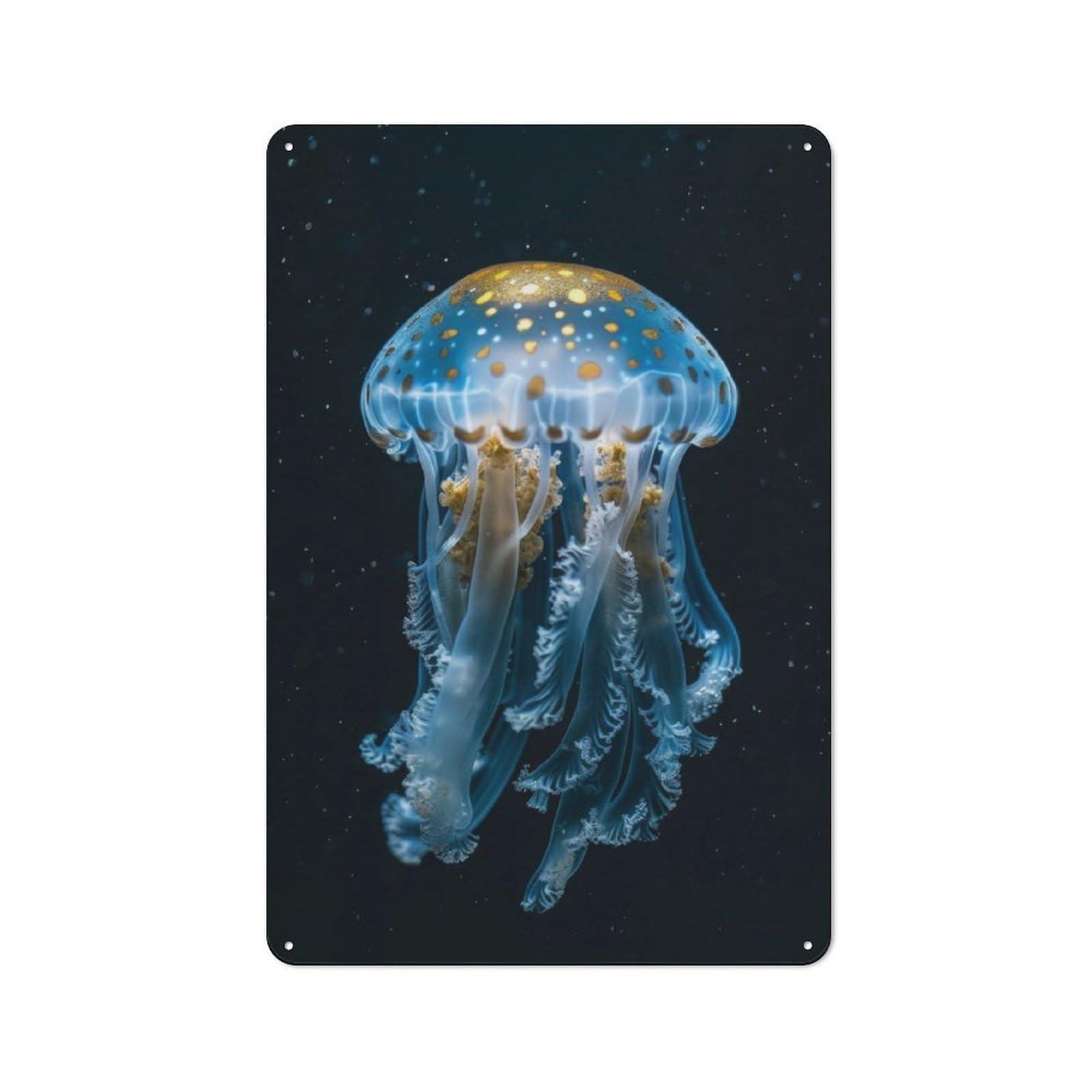 Junmoney Blue Jellyfish Retro Metal Plaque 30X20cm For Garage Or Workshop, Housewarming Wall Decor For People Furnishing Garage And Workshop