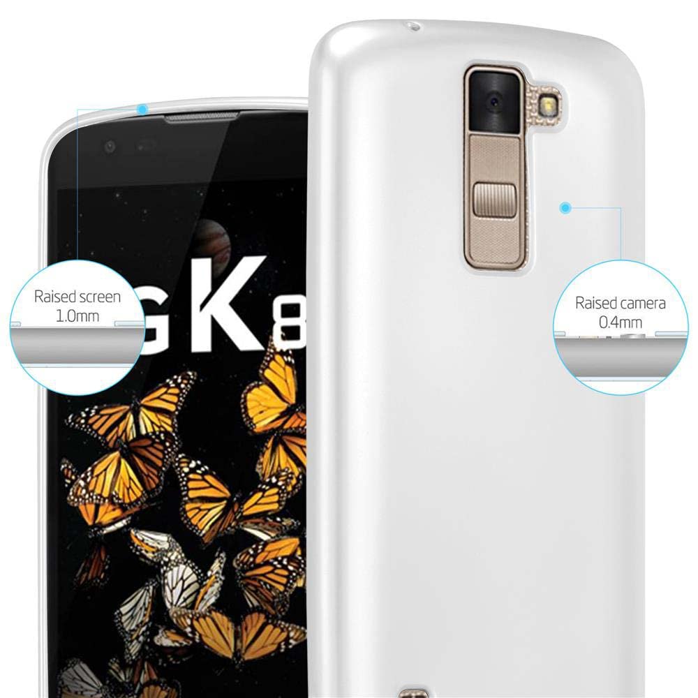 Custodia Cadorabo Per LG K8 2016 – Cover TPU Morbida Argento Metallizzato, Ultra Sottile 1,2 Mm, Bordo Rialzato Protezione Schermo