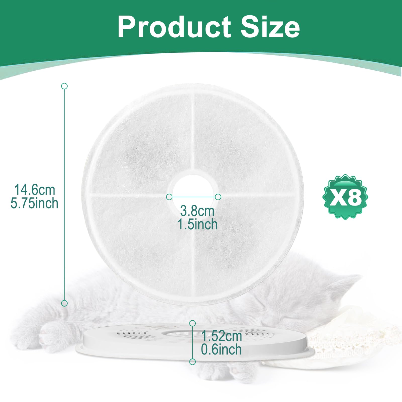 Filtri Di Ricambio Per Fontanella Acqua Gatti - Confezione Da 8 Pezzi Con Resina E Carboni Attivi - Foto 11