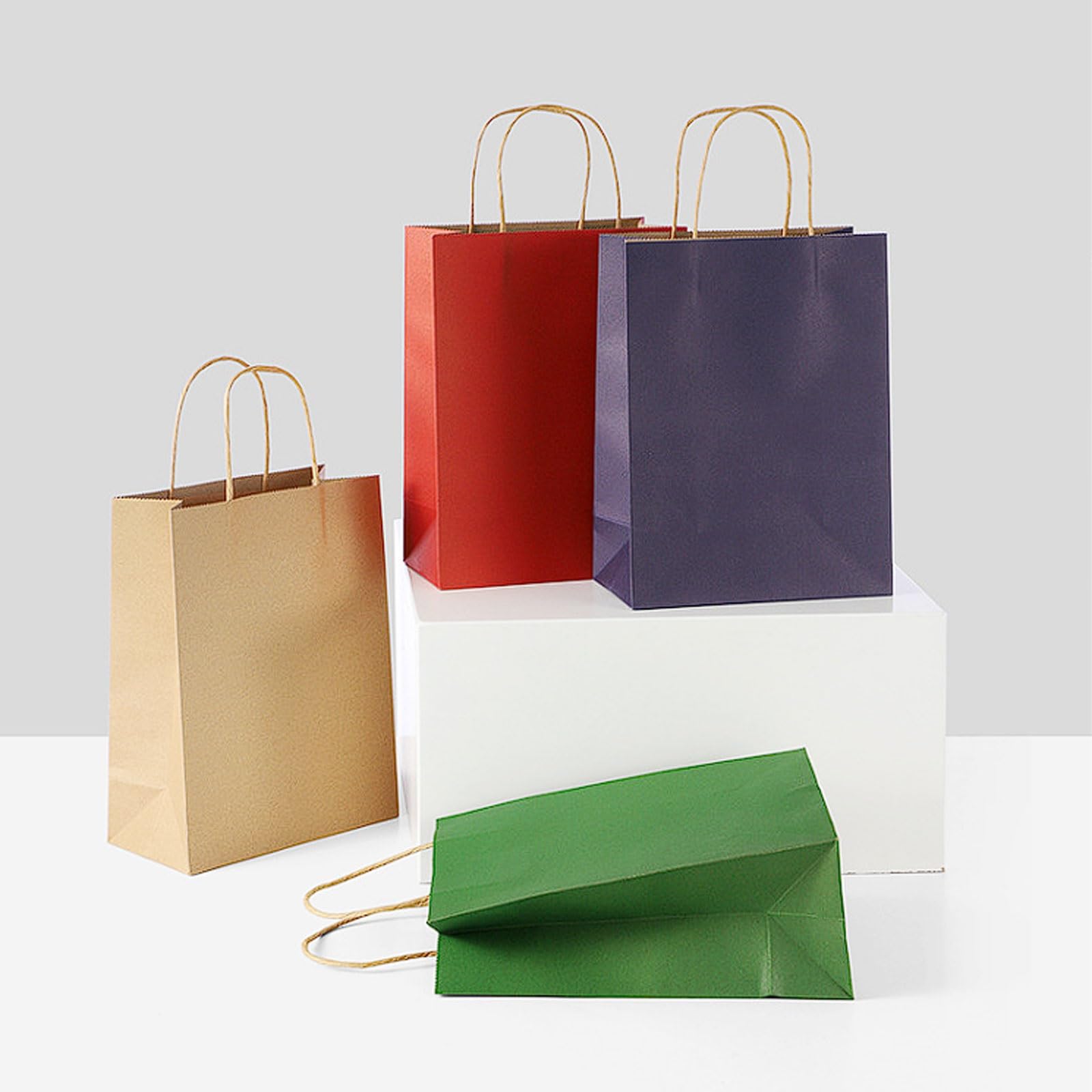 Confezione da 20 sacchetti asporto in carta Kraft Borse resistenti 180 g for negozi di abbigliamento, boutique, imballaggi promozionali(Groen)