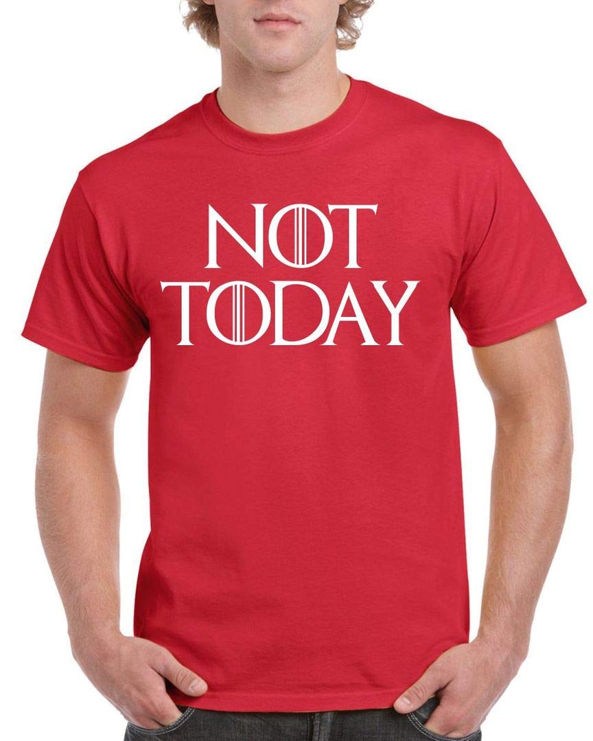 DCG PRINTWEAR Mens Womens Adults Boys Not Today Season 8 Quote Thrones Game of T Shirt XXLarge Red