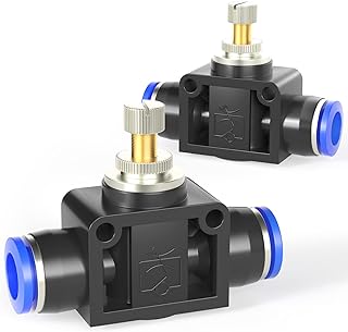 TAILONZ PNEUMATIC Air Flow Control Valve with Push-to-Connect Fitting, in-Line Speed Controller Union Straight - 6MM Tube OD x 6MM Tube OD SCF-6 （Pack of 5）