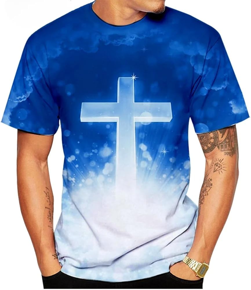 Gott Religion Christus Jesus T-Shirt 3D Druck Herren Harajuku Style Hip Hop Kurzarm - Bild 1 von 2