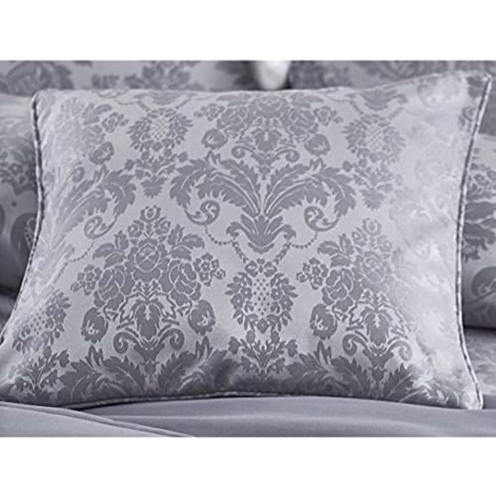 Catherine Lansfield Damask Jacquard 43x43cm Cushion Cover Silver Grey