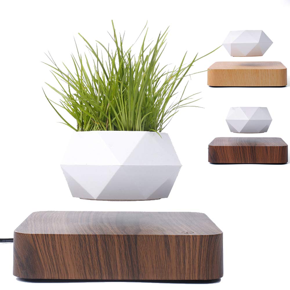 Lewitacja magnetyczna unoszące się powietrze bonsai kreatywne ozdoby rotacja roślina doniczkowa wisząca doniczka do domu biurko dekoracja (ciemnobrązowy)