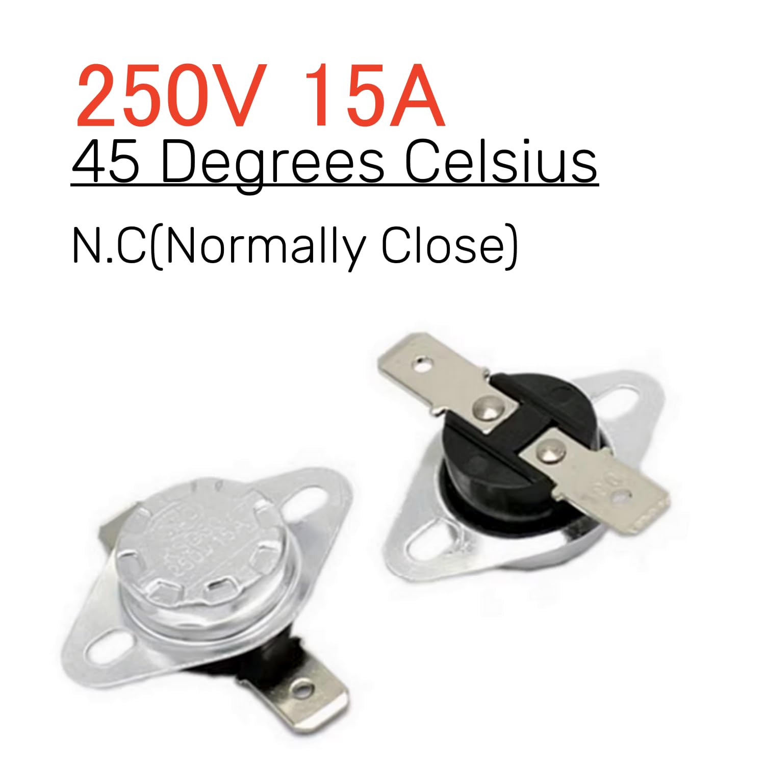 ELCOKITEX 5Pcs Thermostat 45 Degrees Celsius Thermal Control Switch Normally Closed N.C 250V 15A Auto Reset KSD301 for Microwave,Oven,Coffee Maker