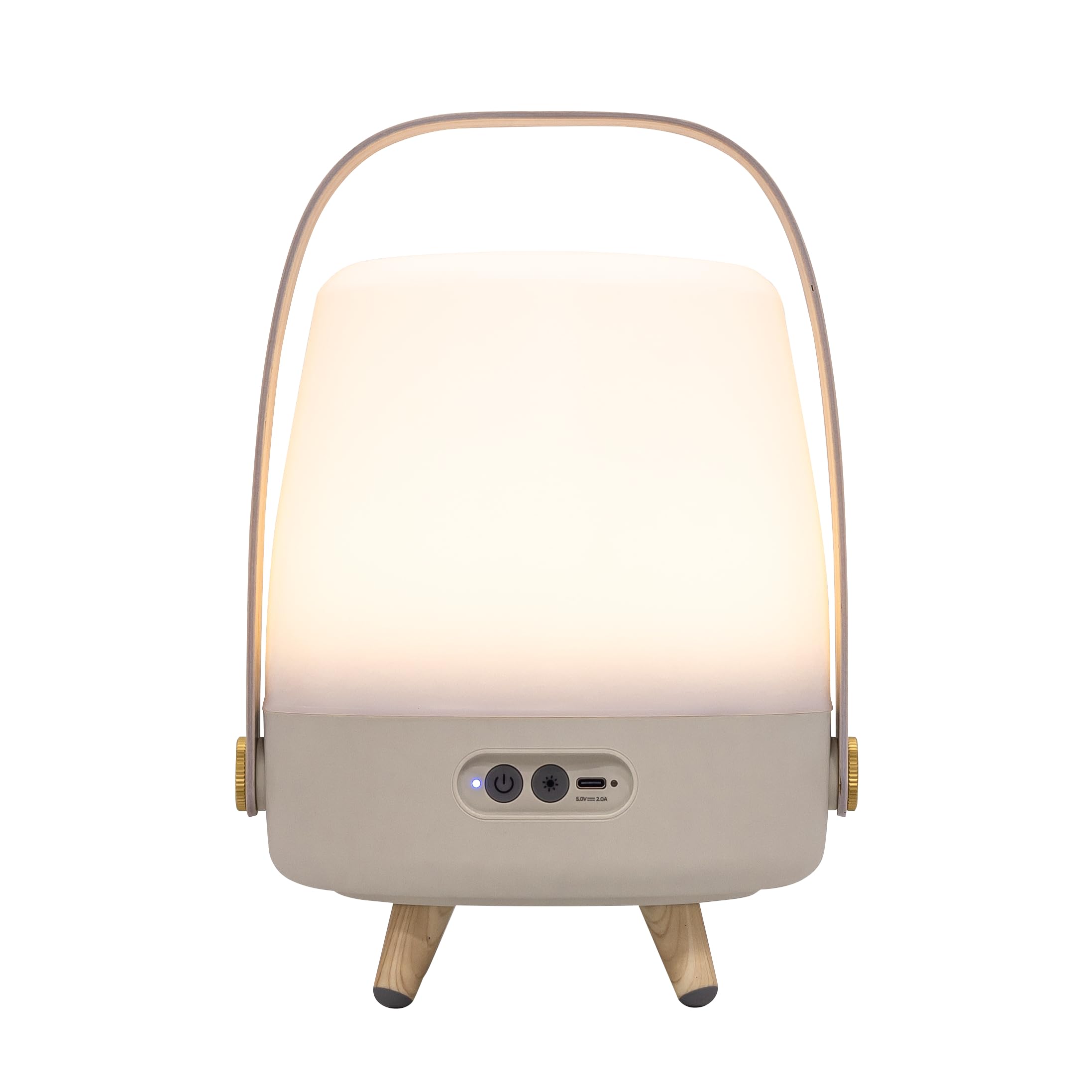 Kooduu Lite-up Play Mini - Bluetooth Lautsprecher mit Lampe - Sand | Höhe 29cm - Premium-Erscheinungsbild - Dimmbares warmweißes Licht - Bis zu 11 Stunden Spielzeit - 3,5 Stunden Ladezeit - TWS