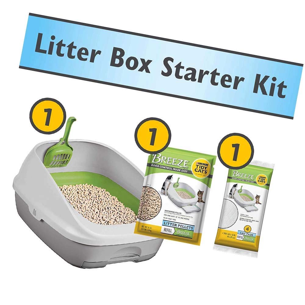 Purina Tidy Cats Litter Box System, Breeze System Starter Kit Litter Box, Litter Pellets & Pads (New Version)