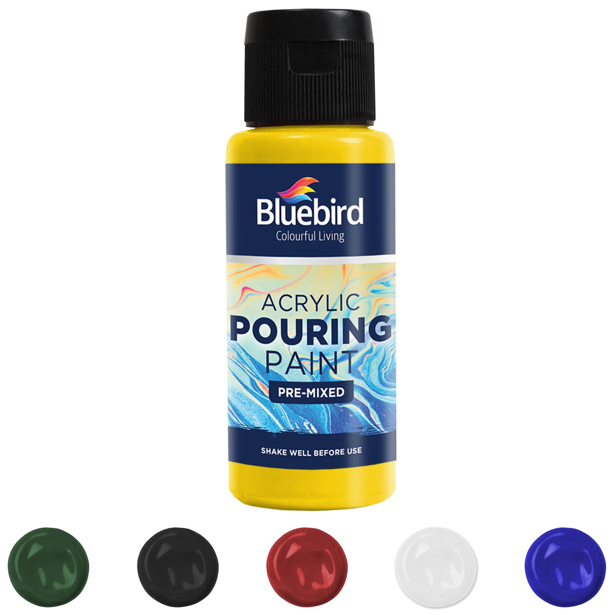 BLUEBIRD Acrylic Pouring Paint, Lemon Yellow, 3.4 Fl Oz - Easy To Use & Ready To Pour Acrylic Paint for Canvas, Paper, Wood
