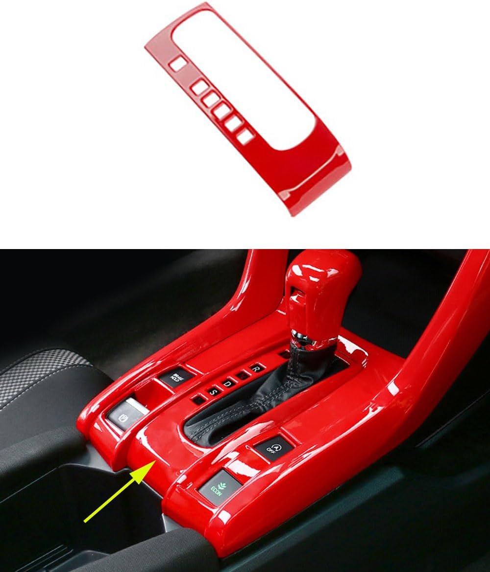 Car Accessories Fit for Honda Civic 10th Gen 2016-2021 ABS Interior Gear Shift Transmission Frame Cover Trim （Glossy Black） 1PC Set (Automatic Only)