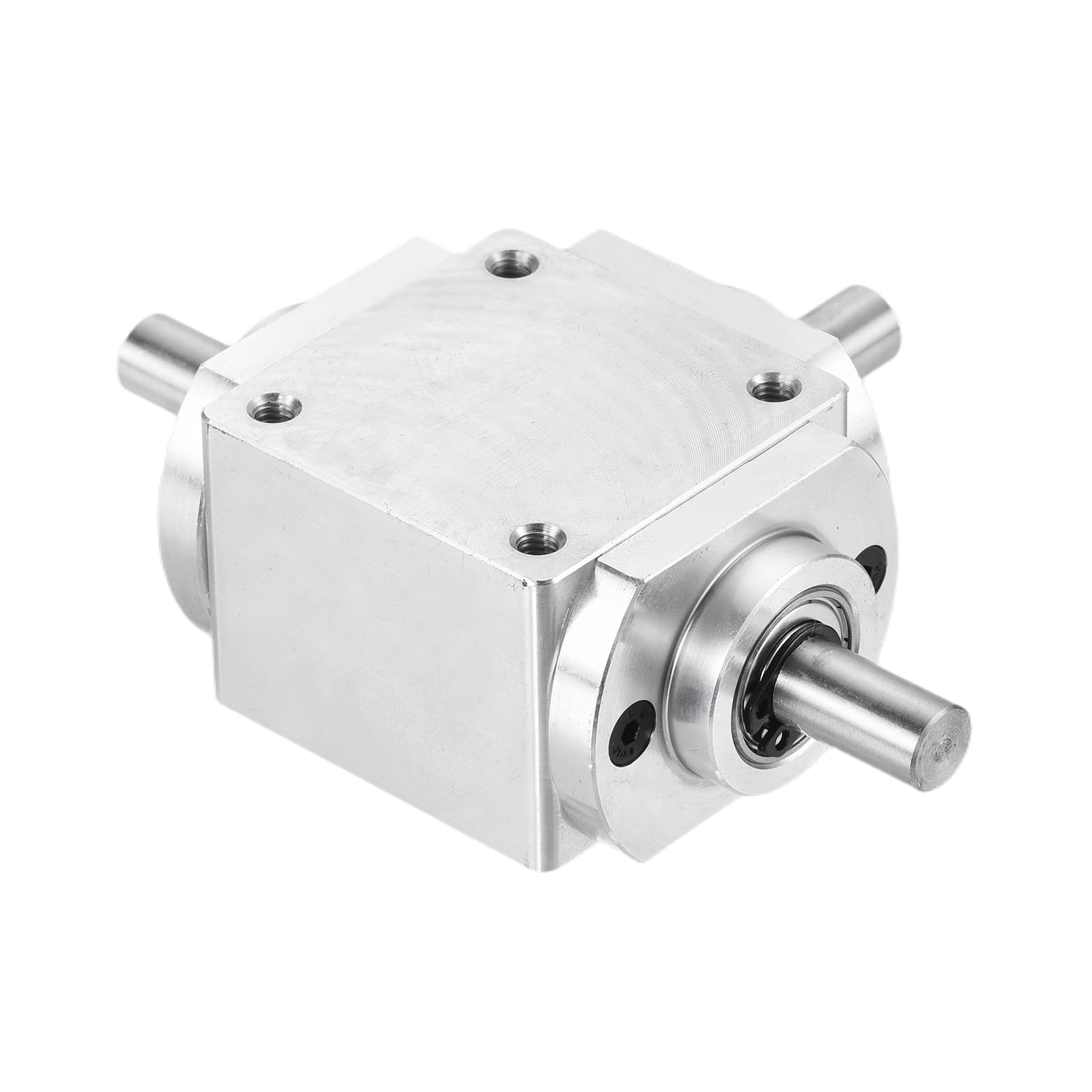 sourcing map Getriebe, 90 Grad rechtwinkliges Kegelgetriebe, 1:1 Rückwärtsgang, Doppelausgangswelle, 1 Modul, 20 Zähne, Kegelrad, Aluminiumrahmen, einfaches mechanisches DIY-Modul, 8 mm Schaft, 92 x