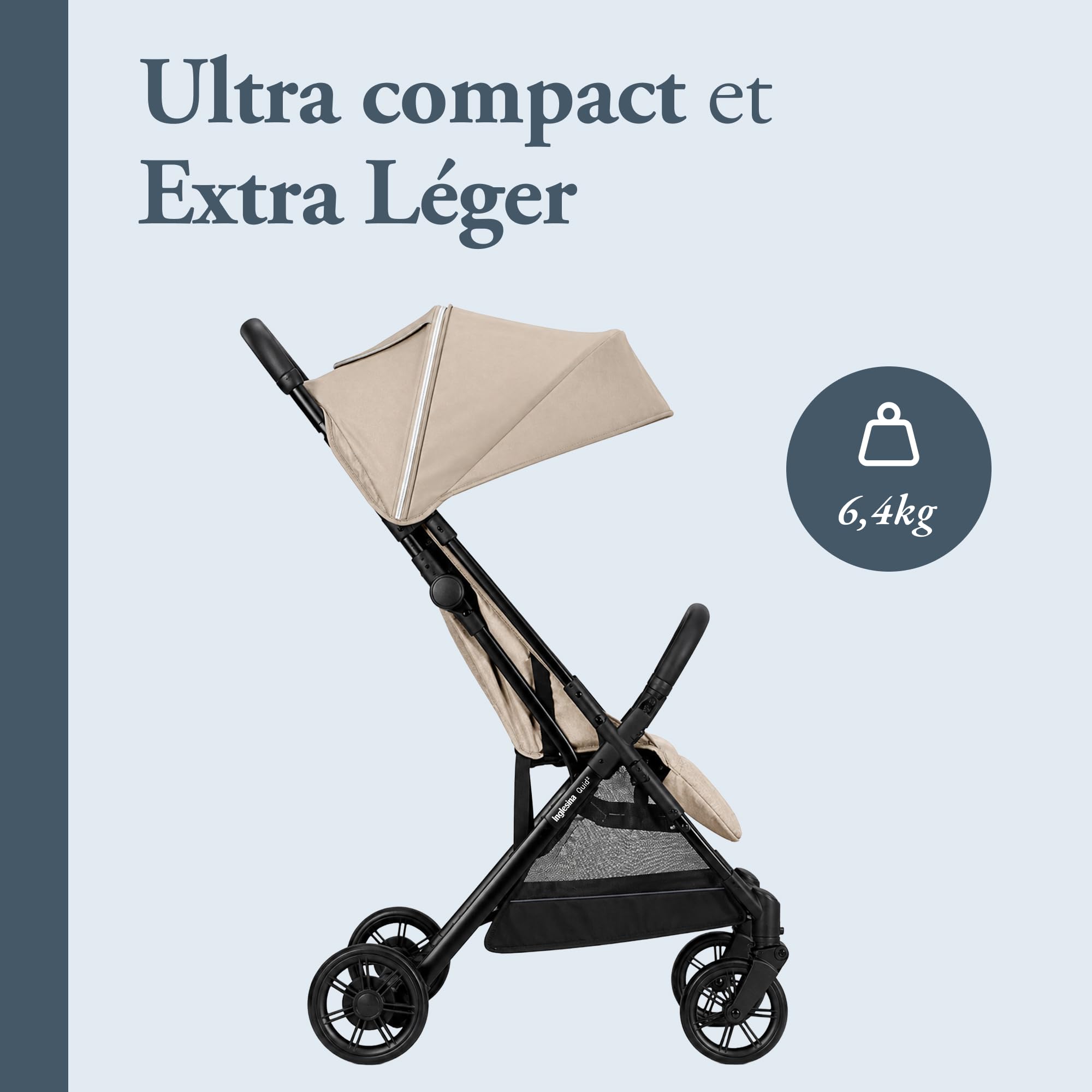 Inglesina Poussette légère Quid², jusqu'à 22 kg, Compacte et Légère, Idéale pour l'Avion, Alpaca Beige