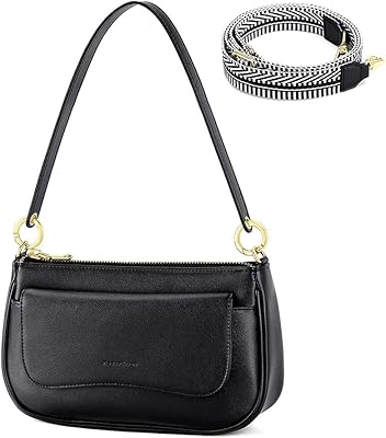 Small Shoulder Bag for Women, Mini Clutch Purse Tote Handbag Zipper Closure Crossbody Hobo Bag Y2K, Black
