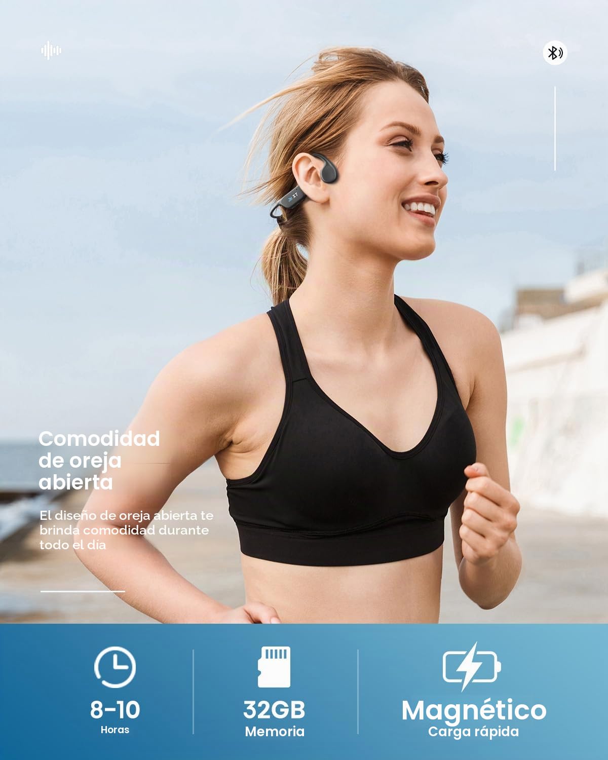 Guudsoud Auriculares de natación de conducción ósea, Bluetooth 5.4 IP68, impermeables, con almacenamiento MP3 de 32 GB, auriculares deportivos inalámbricos de oreja abierta para correr, ciclismo