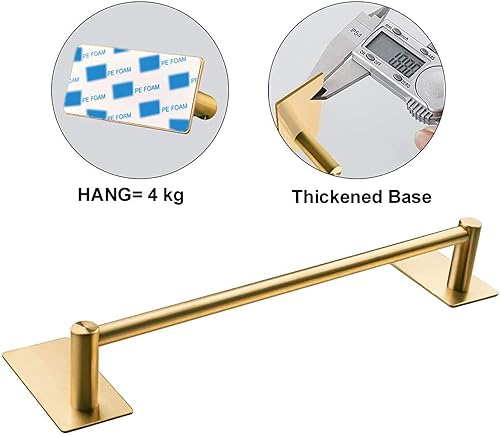 Miniatura 10 de NearMoon toallero de barra autoadhesivo de acero inoxidable para baño, soporte para colgar toallas en la pared, estilo contemporáneo, sin