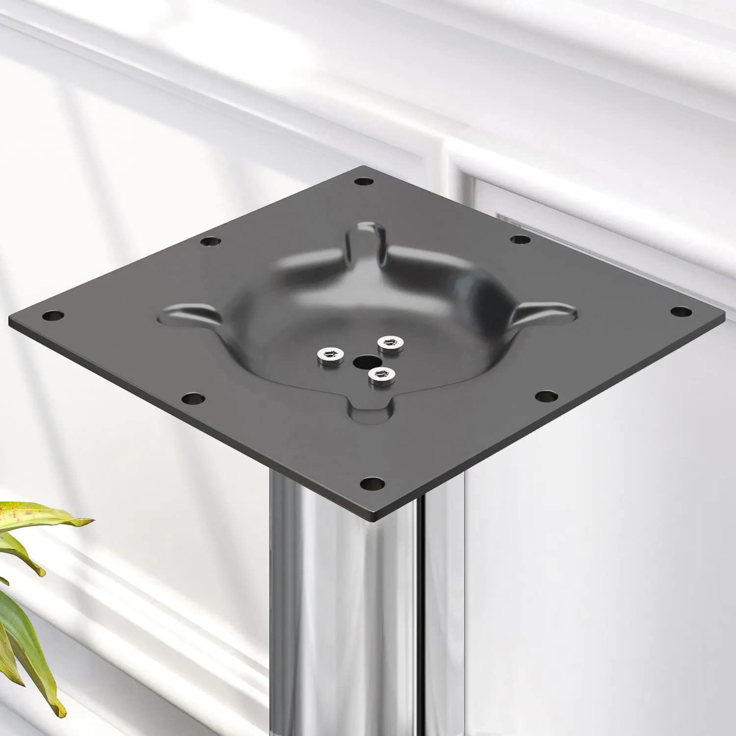 Milan | Esstischgestell | Schwarz | Fuß: Ø 18 cm | Säule: 7,6 x 72 cm | Bodenmontage | Bodenplatte: Ø18cm | Rohr: Ø7,6cm | Gesamthöhe: 72cm | max: Ø80cm Tischplatte