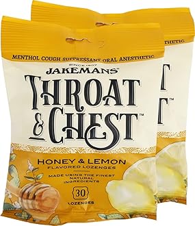 Honey and Lemon Throat & Chest Lozenges Cough Drops – Cough, Sore Throat and Seasonal Distress Soothing Relief – Liquid Drop Shape – 30 Lozenges (Pack of 2)
