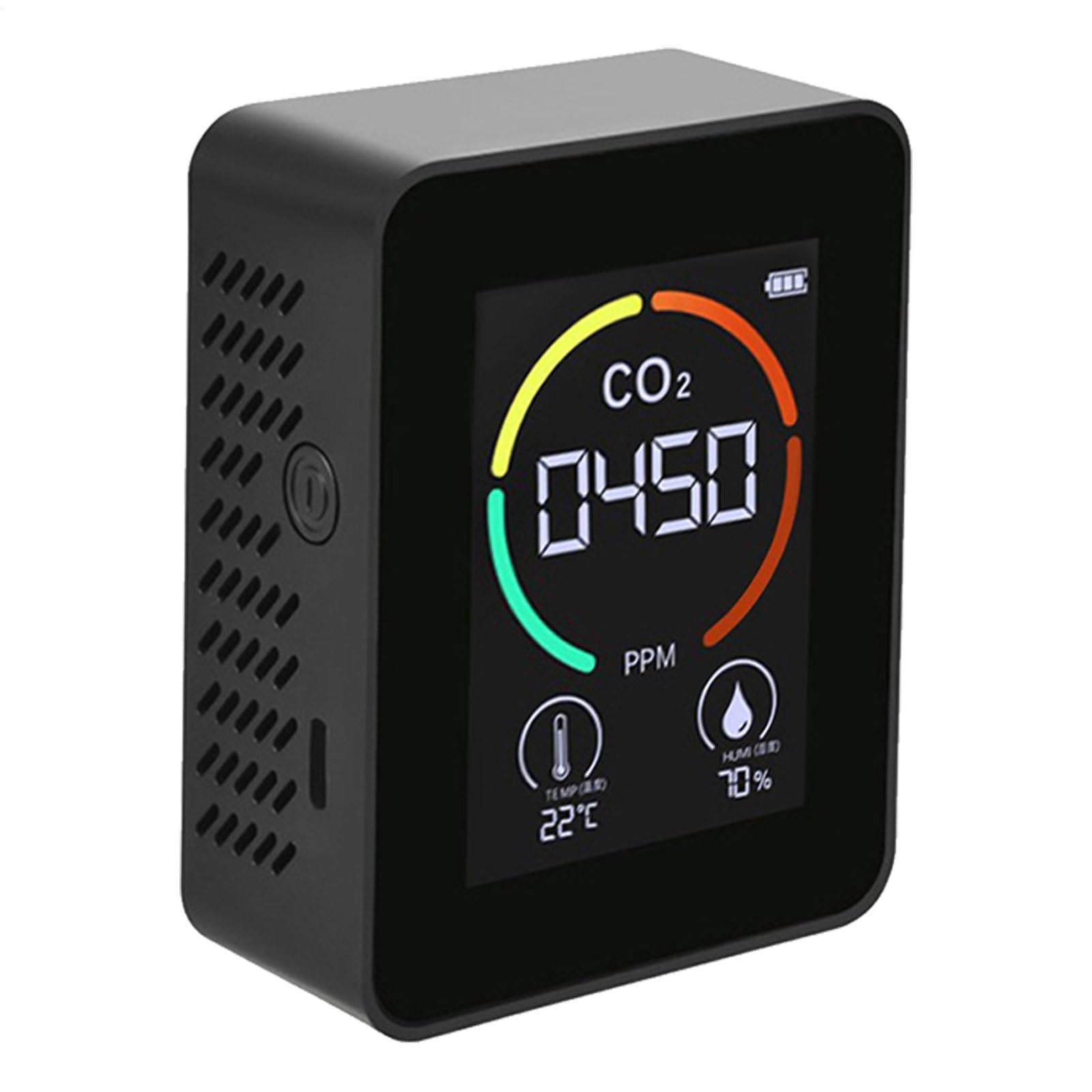 Detector de dióxido de carbono, monitor de calidad del aire para temperatura y humedad, probador de CO2 para el hogar, gimnasio, coche y uso en interiores. Medición precisa del índice de calidad del
