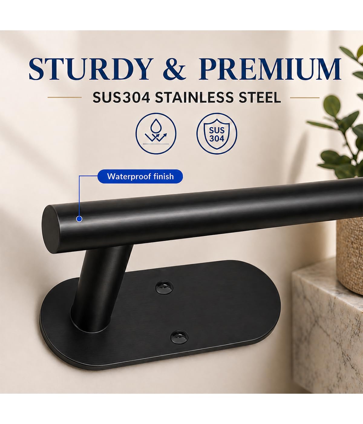 2Pcs Black Toilet Paper Holder Wall Mount For Bathroom, Heavy-Duty Screw-In Rv Toilet Roll Holder, SUS304 Rustproof Stainless Steel Rust Proof, Suitable For Kitchen Washroom Thicken Morden Matte Black — Amazon image 5