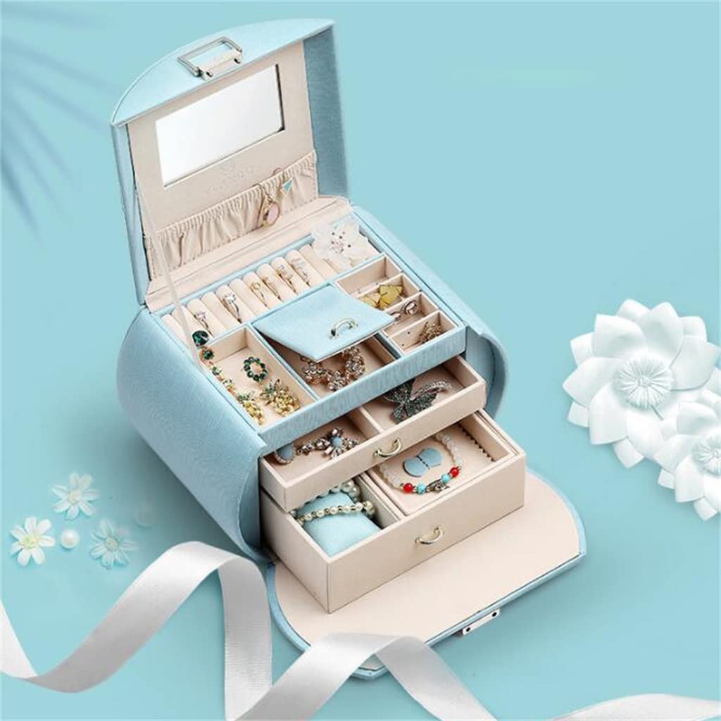 Portagioie retrò Classico, Portatile, Multistrato, in Pelle, di Grande capacità, Regalo per Donna
