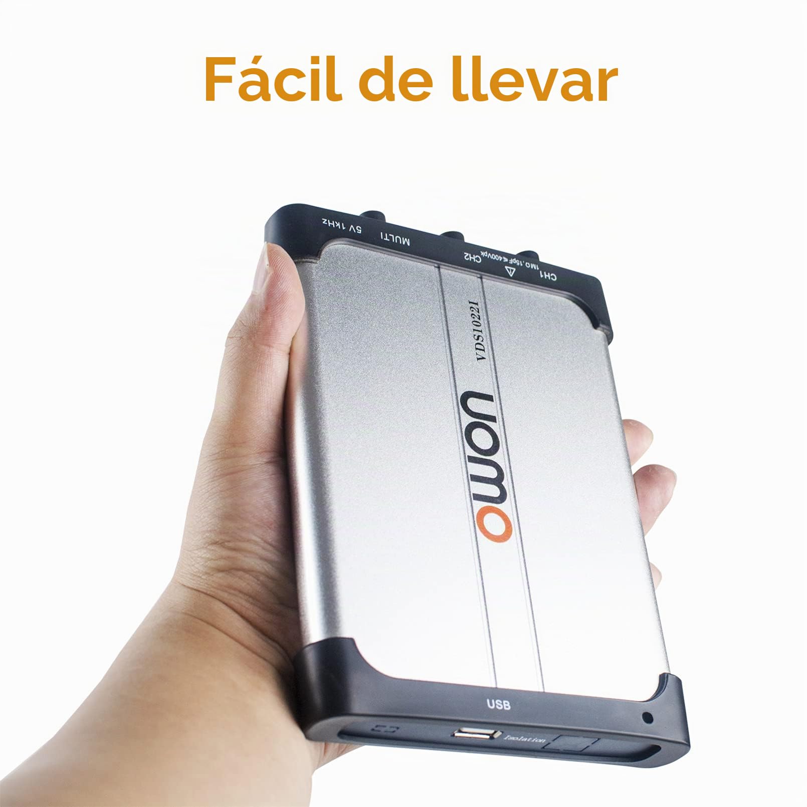 OWON VDS1022i Oscilloscopio USB basato su PC, 2+1 (multi) canali portatile, larghezza di banda 25 MHz con isolamento del canale
