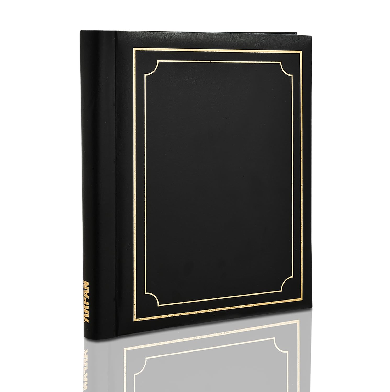 Self adhesive photo album deluxe gold stamp black padded cover - Arpan