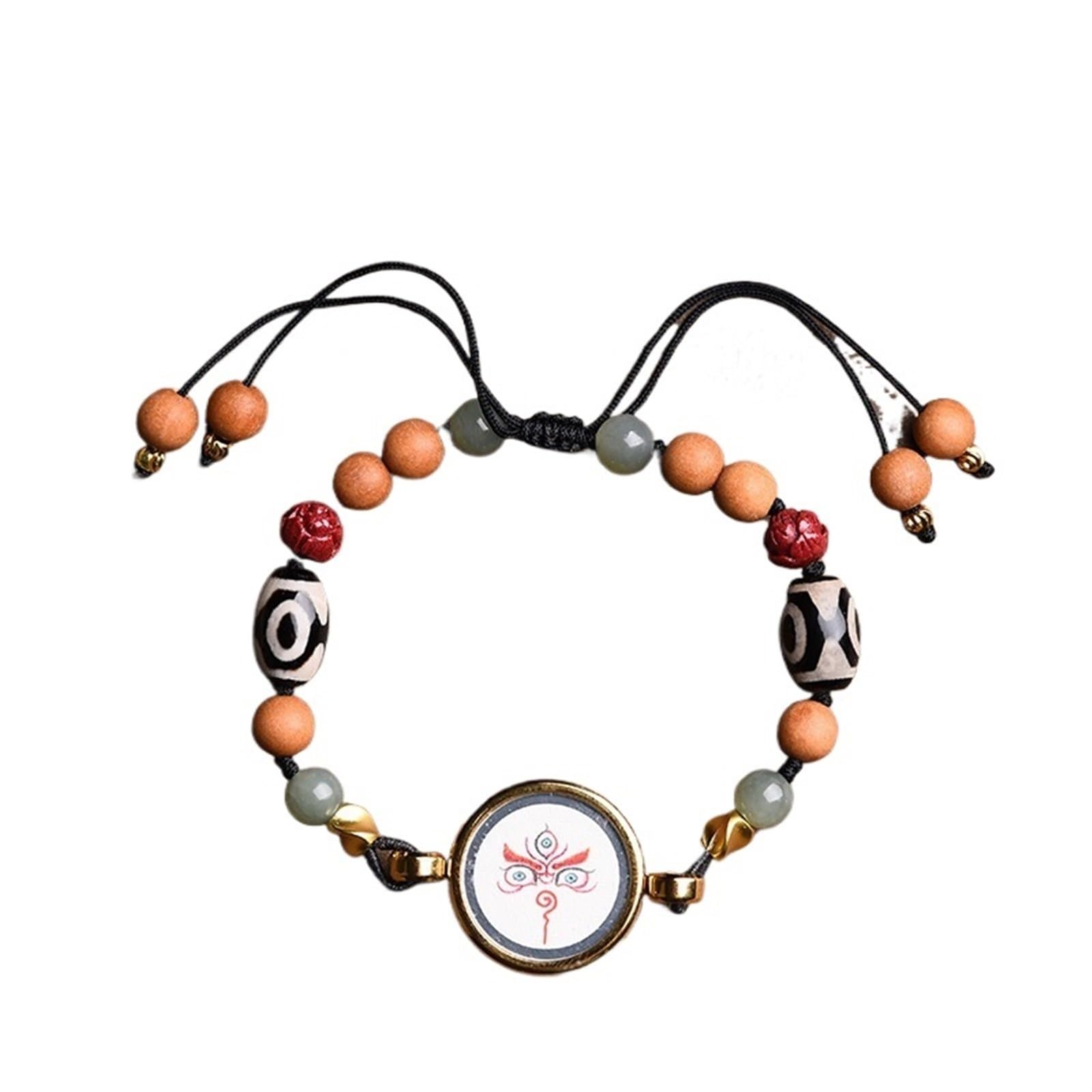 YNIYUJKL Bracelets,Lucky Charm, Braided Bracelets, Tibetan Zakiram Thangka Pendant Hand-Painted Thangka Ethnic Characteristics Wind Duo Bao Strings For Men And Women Strings Hand,White