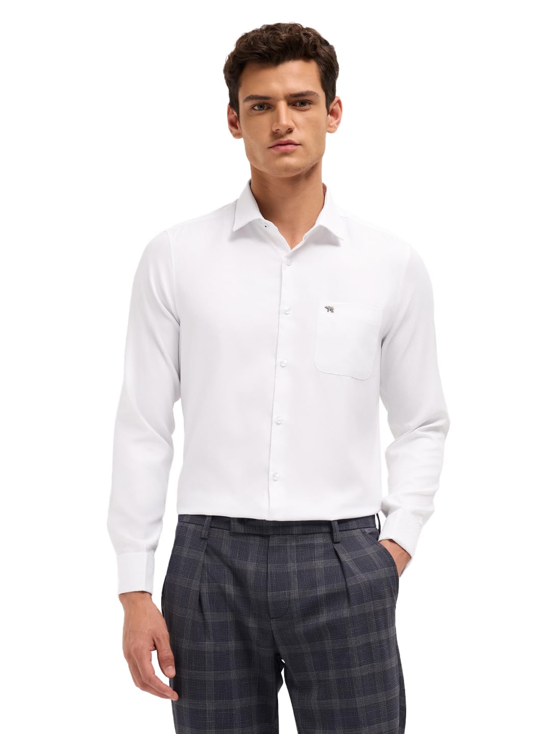 the bear house Men Textured Tailored Fit Formal Shirt-picture-31