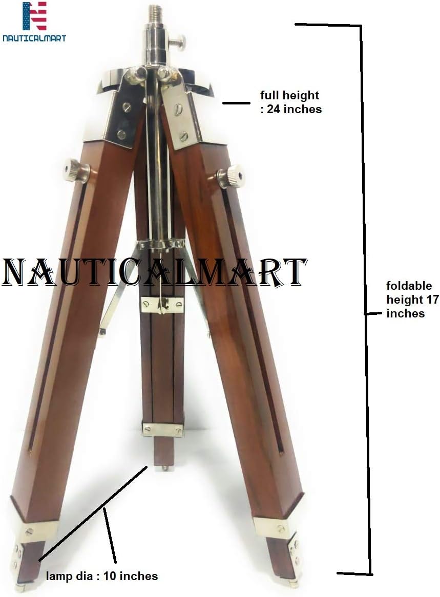 NauticalMart Wooden Tripod Table Lamp for Living Room, Home Decor (Shade Not Included)