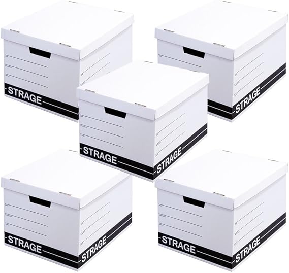 Amazon｜ストレージ クラフトボックス 5個セット 日本製 A4サイズ対応 ホワイト 収納ボックス フタ付き 収納ケース ダンボール製