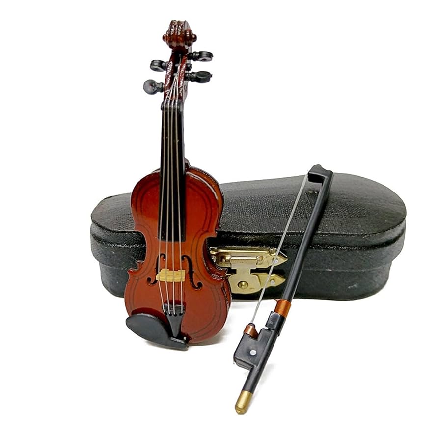 ミニチュア バイオリン・フォークギター【ケース付き】無名職人作 1998年作品 ミニチュア バイオリン・フォークギター【ケース付き】無名職人