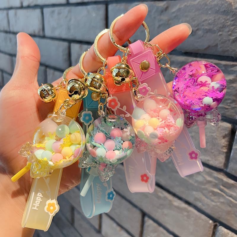 HSYHERE Girls Women Creative Beautiful Floating Candy Lollipop shaple Bottle Keychain Keyrings Key Ring - Image 2