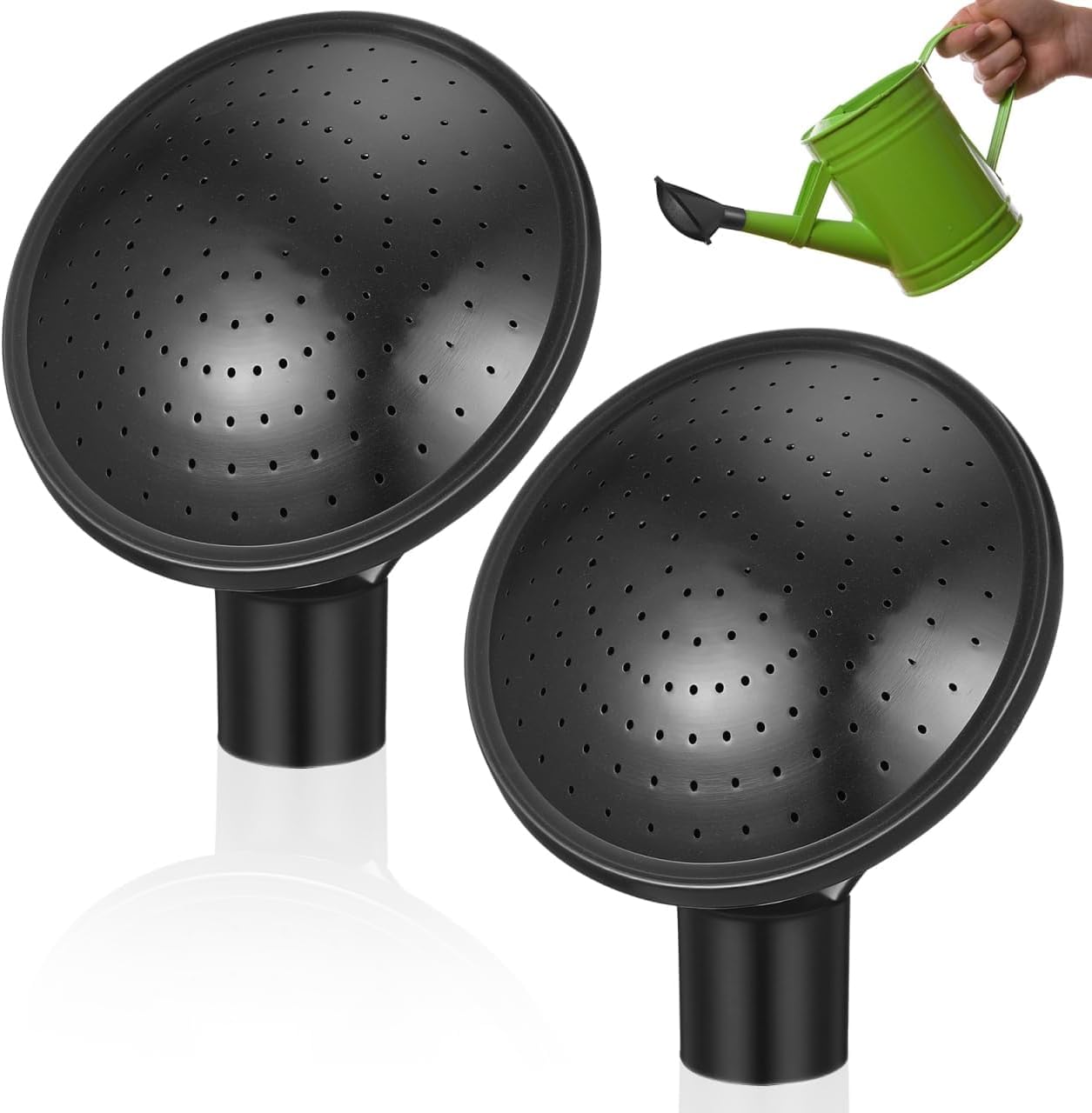 Watering Can Rose Head, Two Black Plastic Replacement Sprinkler Heads with 24 cm Internal Diameter, Detachable Watering Can Nozzle for Gentle Seedling Irrigation and Precise Flower Watering, Ideal for