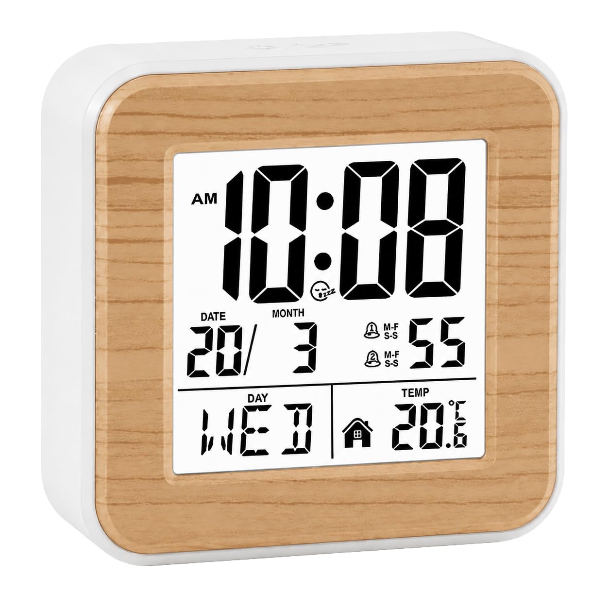 Digital Alarm Clock Bedside Clock with Temperature and Date LCD Display