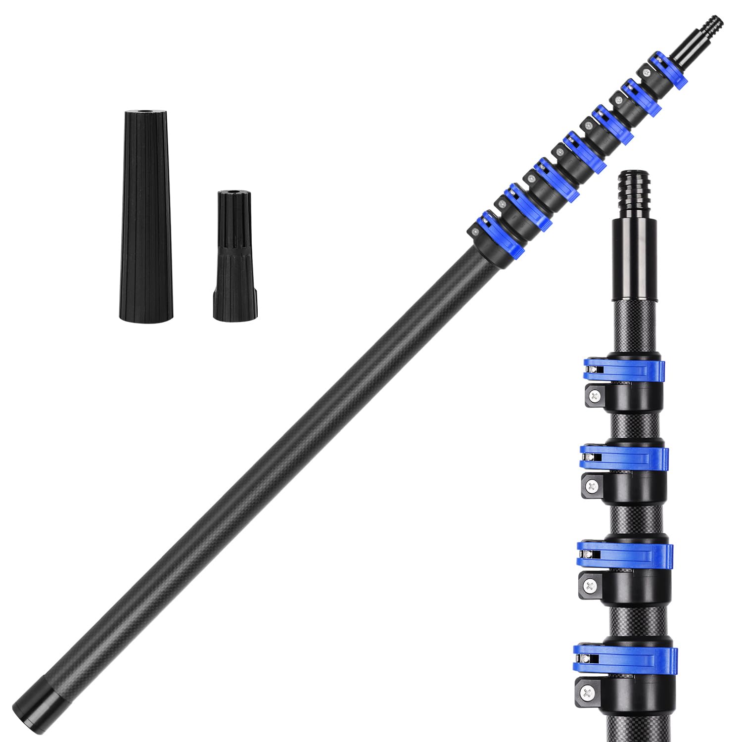 Manche Telescopique En Fibre De Carbone 9,15m, Perche Telescopique Pour Le Nettoyage Des Rouleaux De Peinture,Tige Télescopique Légère Et Stable Pour Les Travaux De Peinture Avec Tête