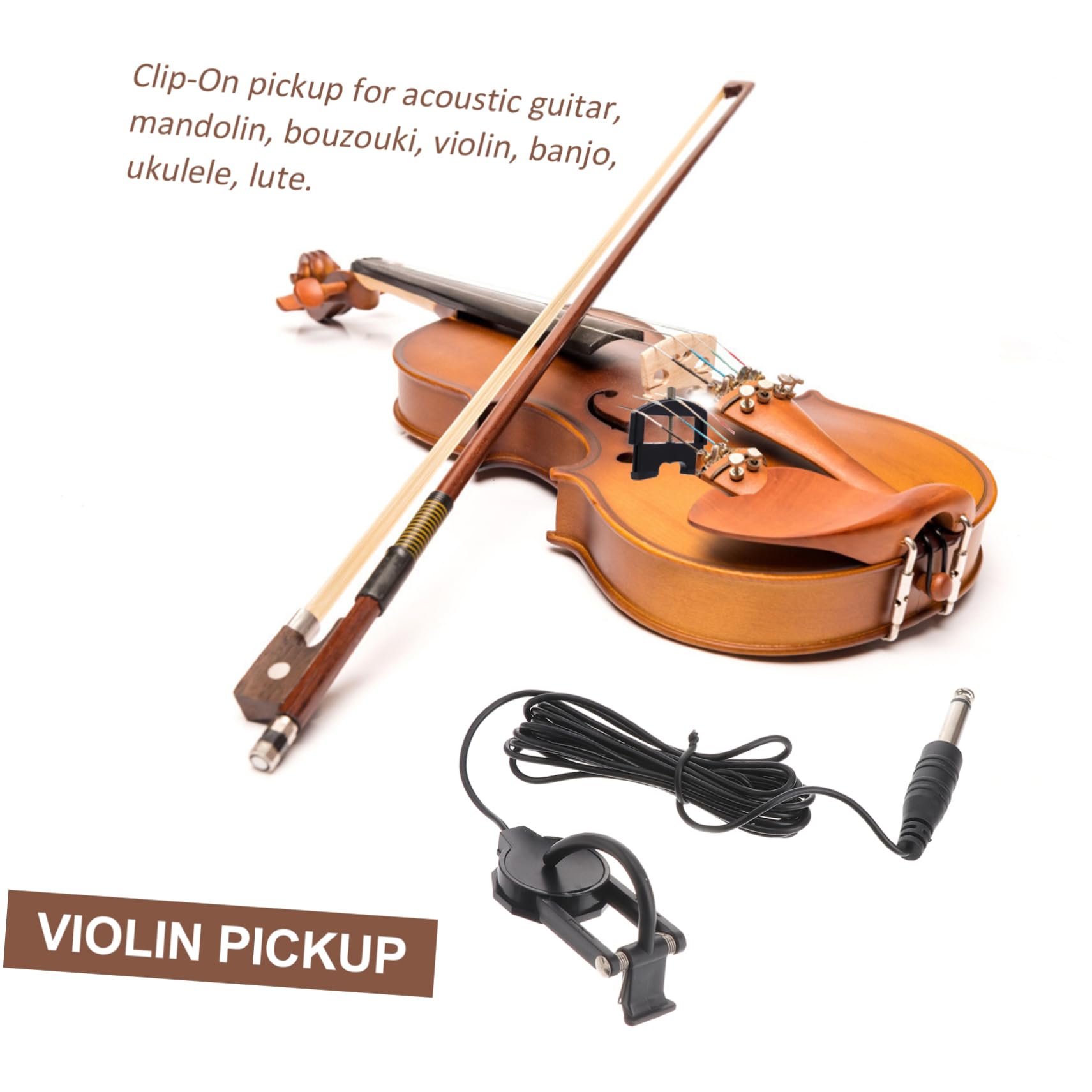 Microfono A Clip Per Violino - Pickup Piezo, Jack 6.35mm, Cavo 3m, Per Chitarra E Ukulele - Foto 9