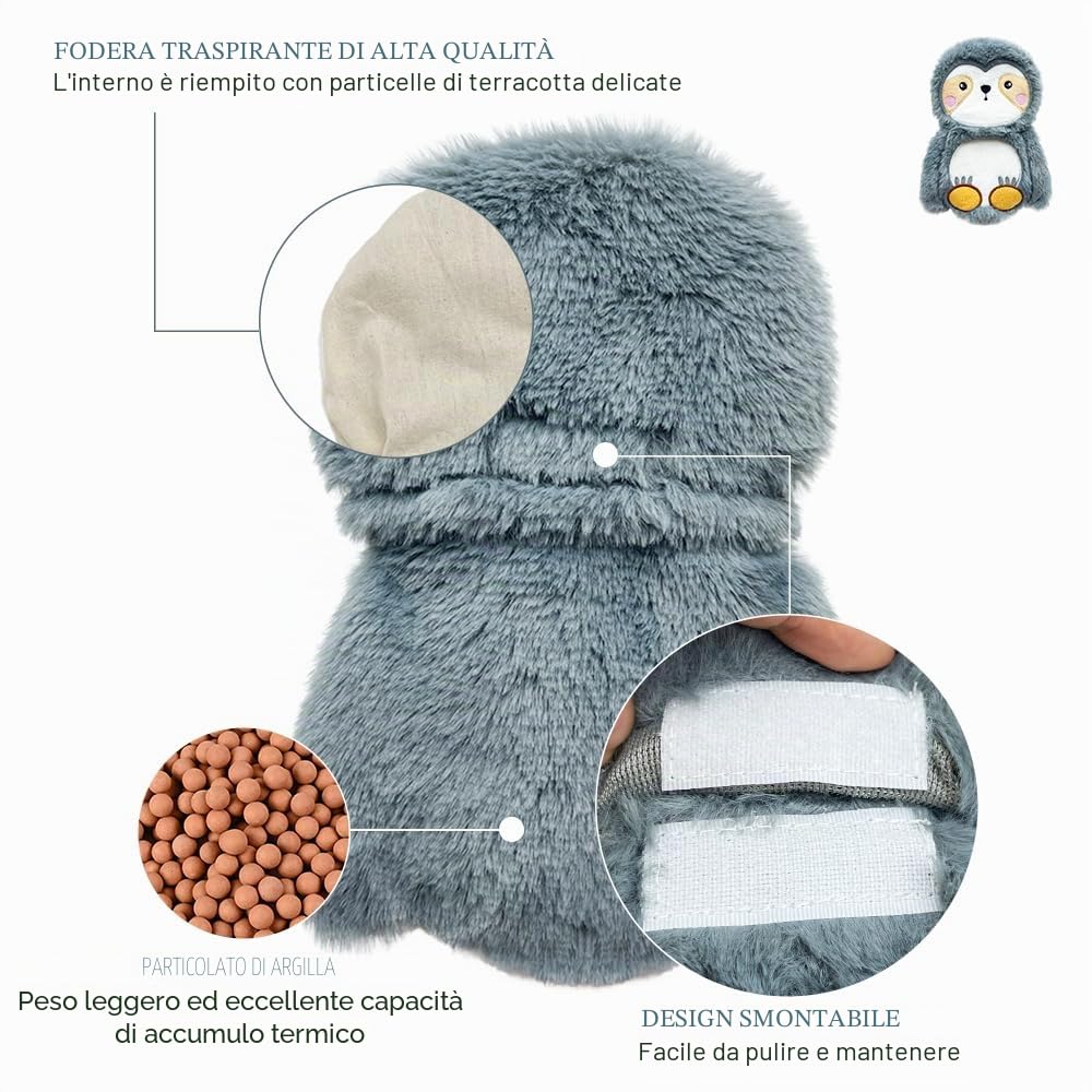 Borsa Acqua Calda per Microonde - Cuscino Termico Cervicale Riscaldante 25x15 cm
