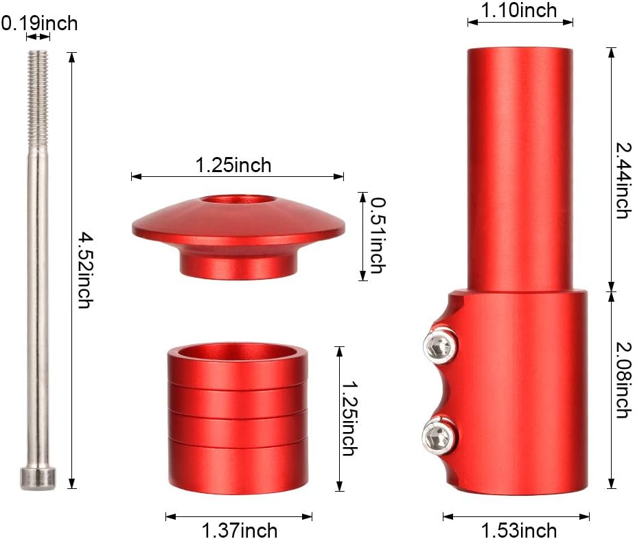 Super Brands Emoly Bike Stem Riser, MTB Handlebar Riser Extender Bicycle Aluminium Alloy Head up Adapter for Mountain Bike, Road Bike, MTB, BMX, Red Super Big Clearance! Emoly Bike Stem Riser, MTB Handlebar Riser Extender Bicycle Aluminium Alloy Head up Adapter for Mountain Bike, Road Bike, MTB, BMX, Red