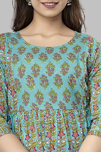 Image of Vinny's Creation Women's Cotton Maternity Kurti | Floral Printed Feeding Kurta with Hidden Zipper | Stylish Pregnancy Gown & Nursing Dress for Womens