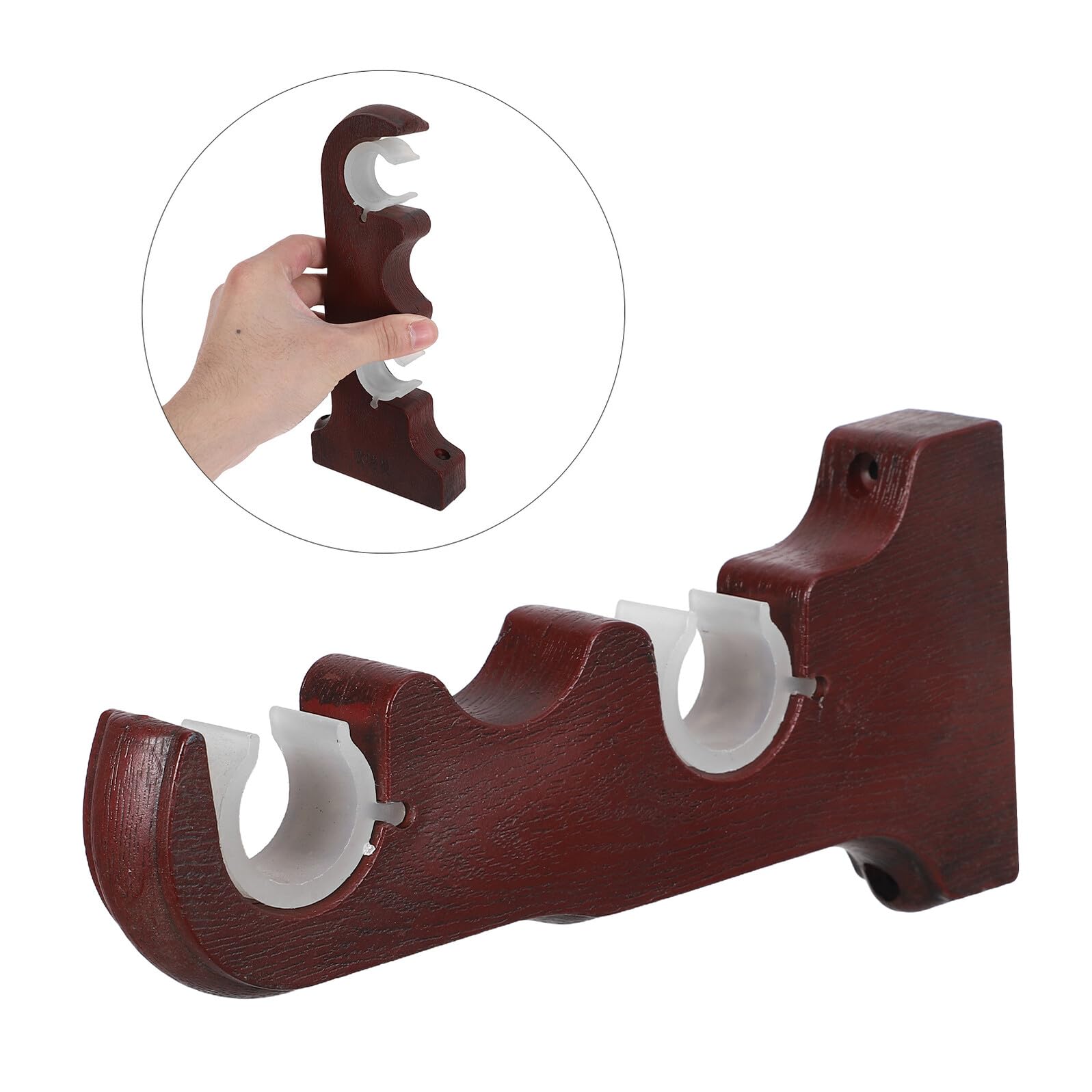 ULTECHNOVO Supporti per Aste per Tendaggi Doppie in Resina Marrone, Staffe Porta Bastone da Parete Montaggio Semplice, Base Resistente per Bastoni per Finestre a Strati, Set da 2