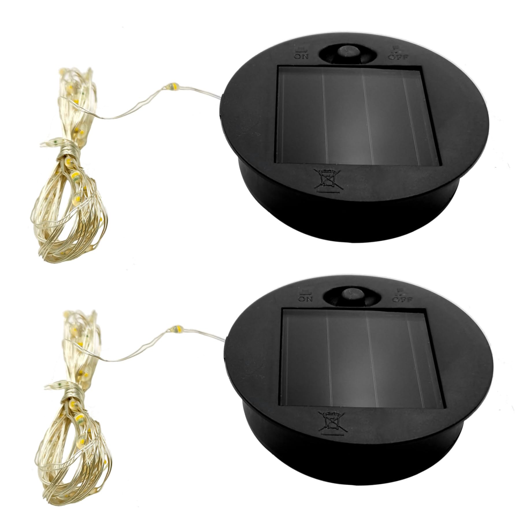 Comebachome 7Cm Copper Wire Lamp String+Solar Courtyard Lamp 2Pcs Replacement Solar Panels For Garden Lights, Round Solar Light Replacement Top With 7Cm String