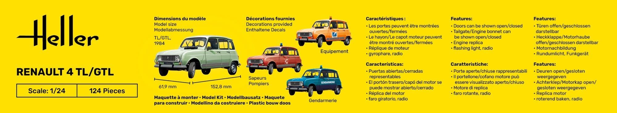 Heller - 80759 - muestra - Coches - Renault 4l - Escala 1/24 - Clásico