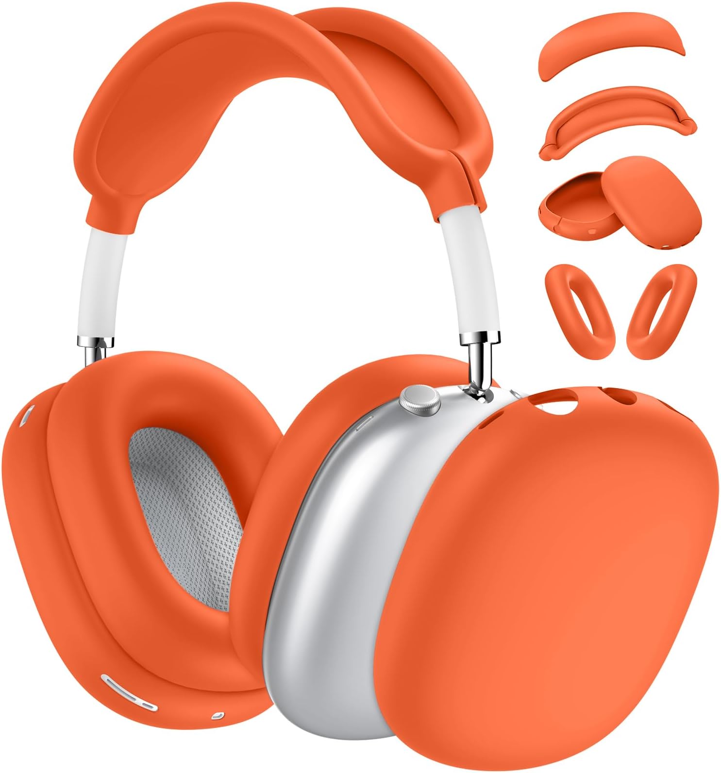 Case for Airpods Max Headphones, Ear Pad Case Cover/Ear Cups Cover/Headband Cover for AirPods Max 2 & 1 (USB-C/Lightning) (2026/2024/2020), Silicone for Apple Airpod Max 2, Accessories Cases (Orange)