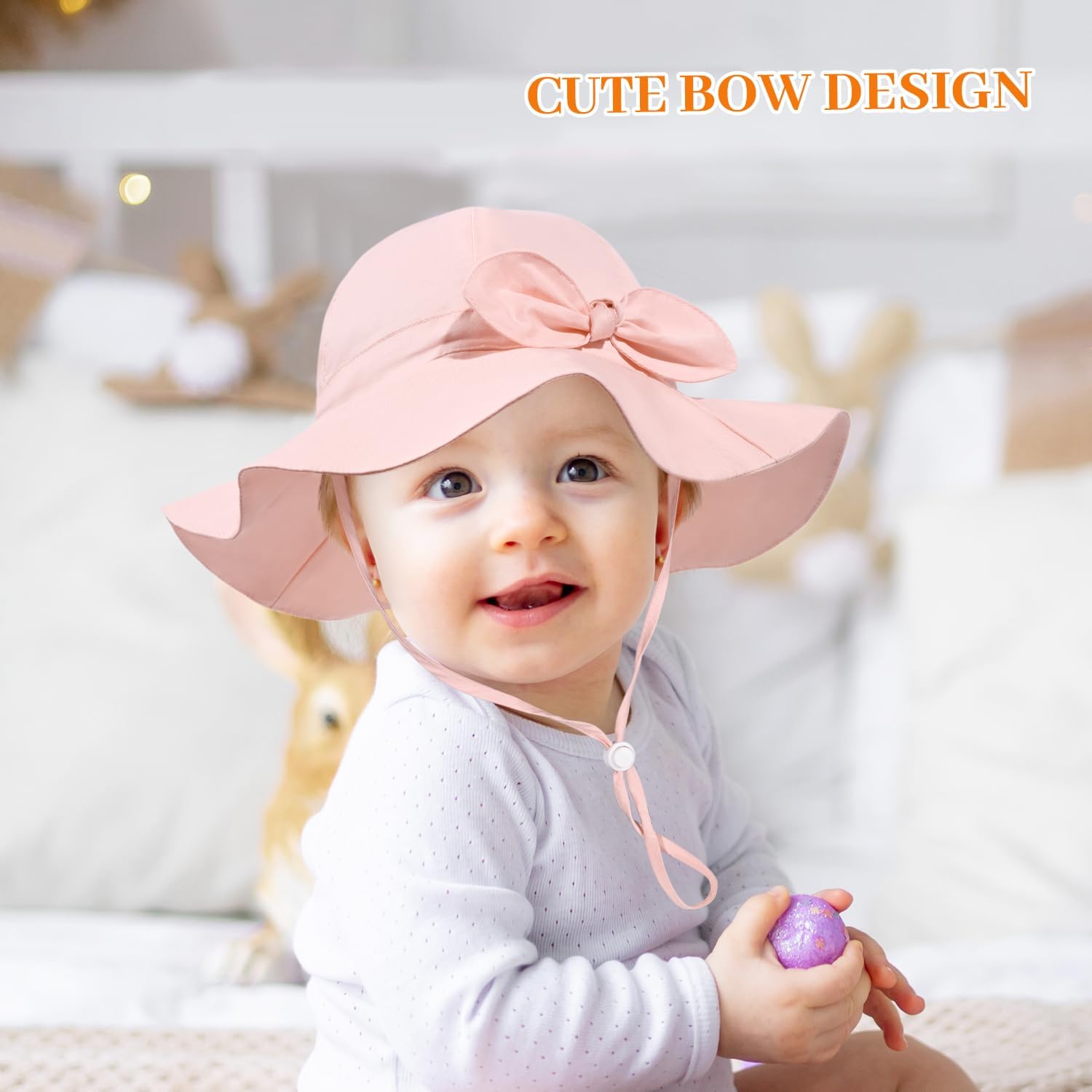 Baby Girl Sun Hat Summer Foldable Beach Hats with UPF50+ Sun Protection Wide Brim Toddler Bucket Hat Cap - Image 2
