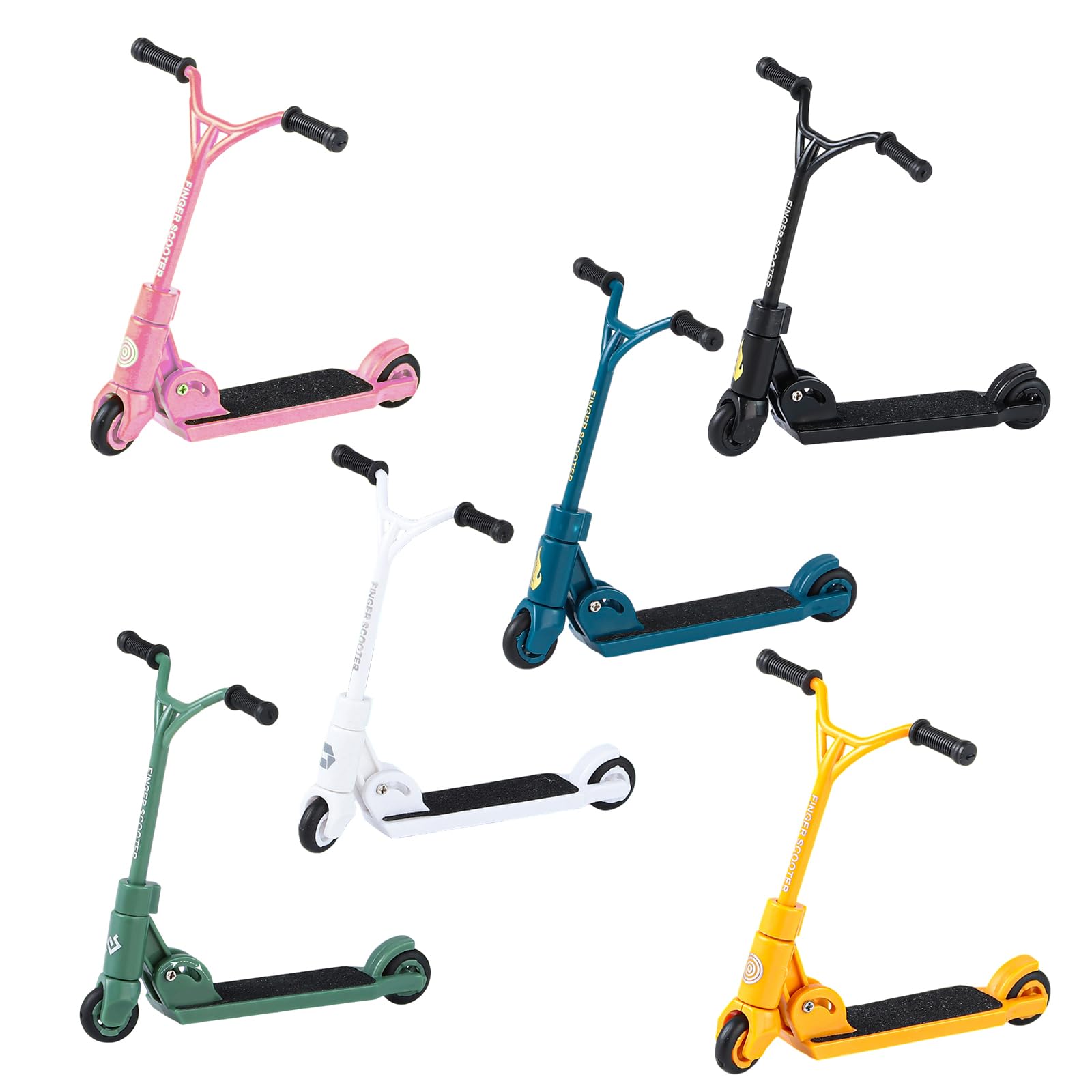 Anmahe 6 Pcs Finger Scooter,Fingerboard,Mini Skateboards for Kids Finger,Metal Finger Scooter Set,Multi-Colored Finger Skateboards,Educational Fingertips Toys,Exercise Hand-Brain Coordination Ability
