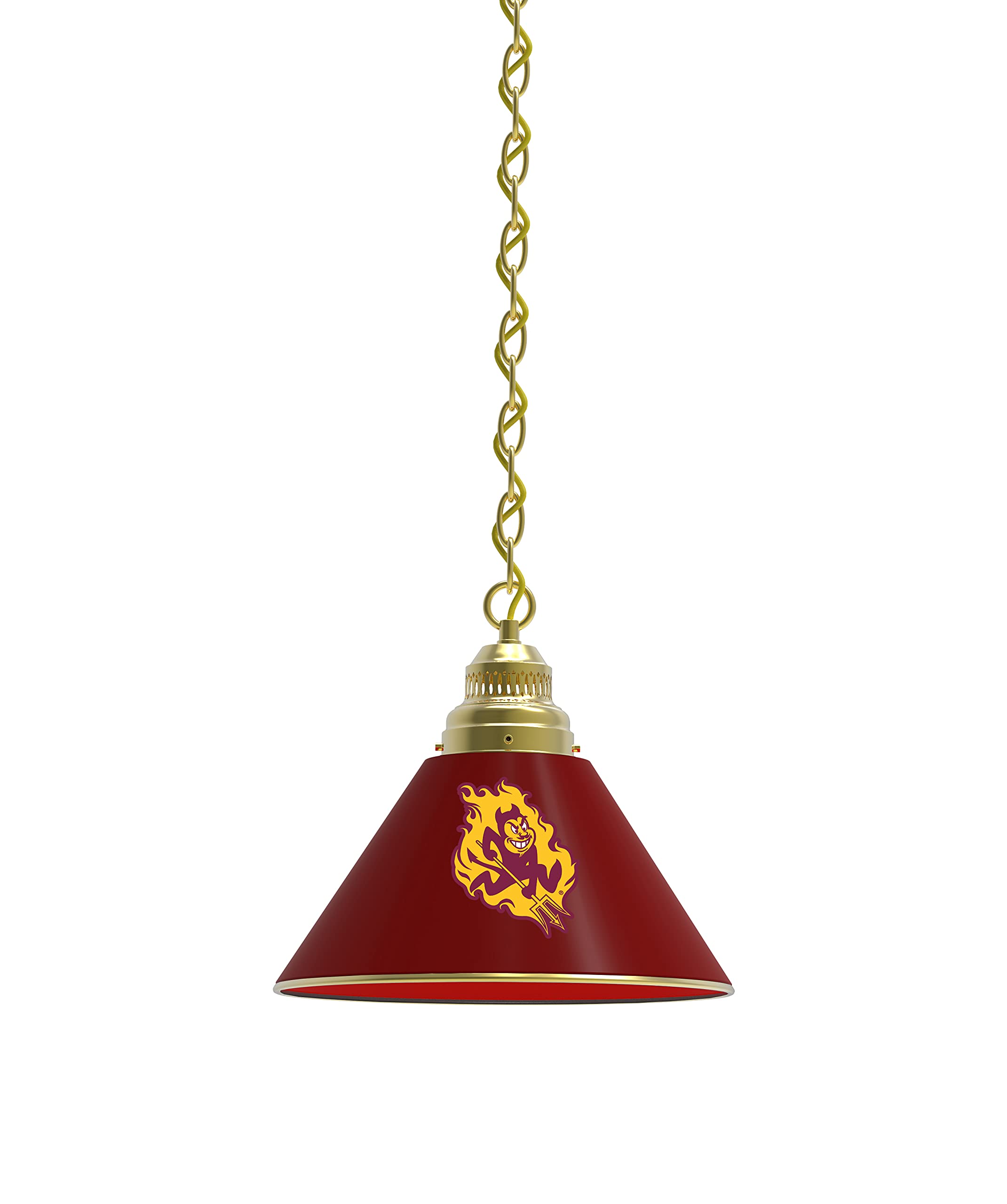 Holland Bar Stool Co. Arizona State Pendant Light with Brass Fixture and Sparky Logo by The