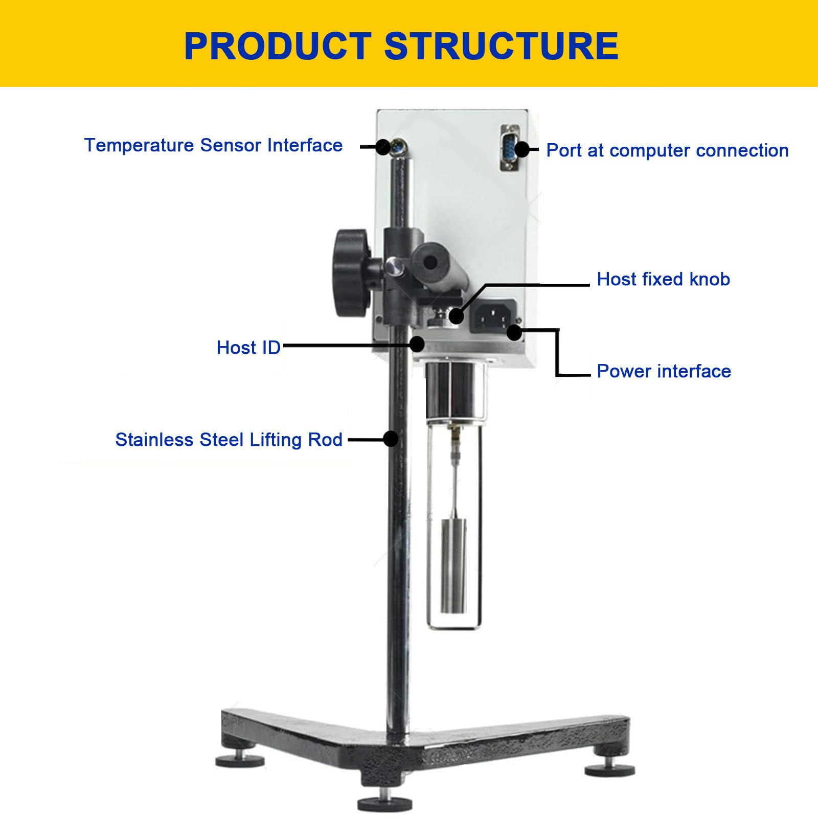 Viscosímetro digital giratorio con 4 rotores y sonda de temperatura, 1-100.000 mPa.s, ± 3% de precisión para tintas, pinturas, recubrimientos, adhesivos y grasas