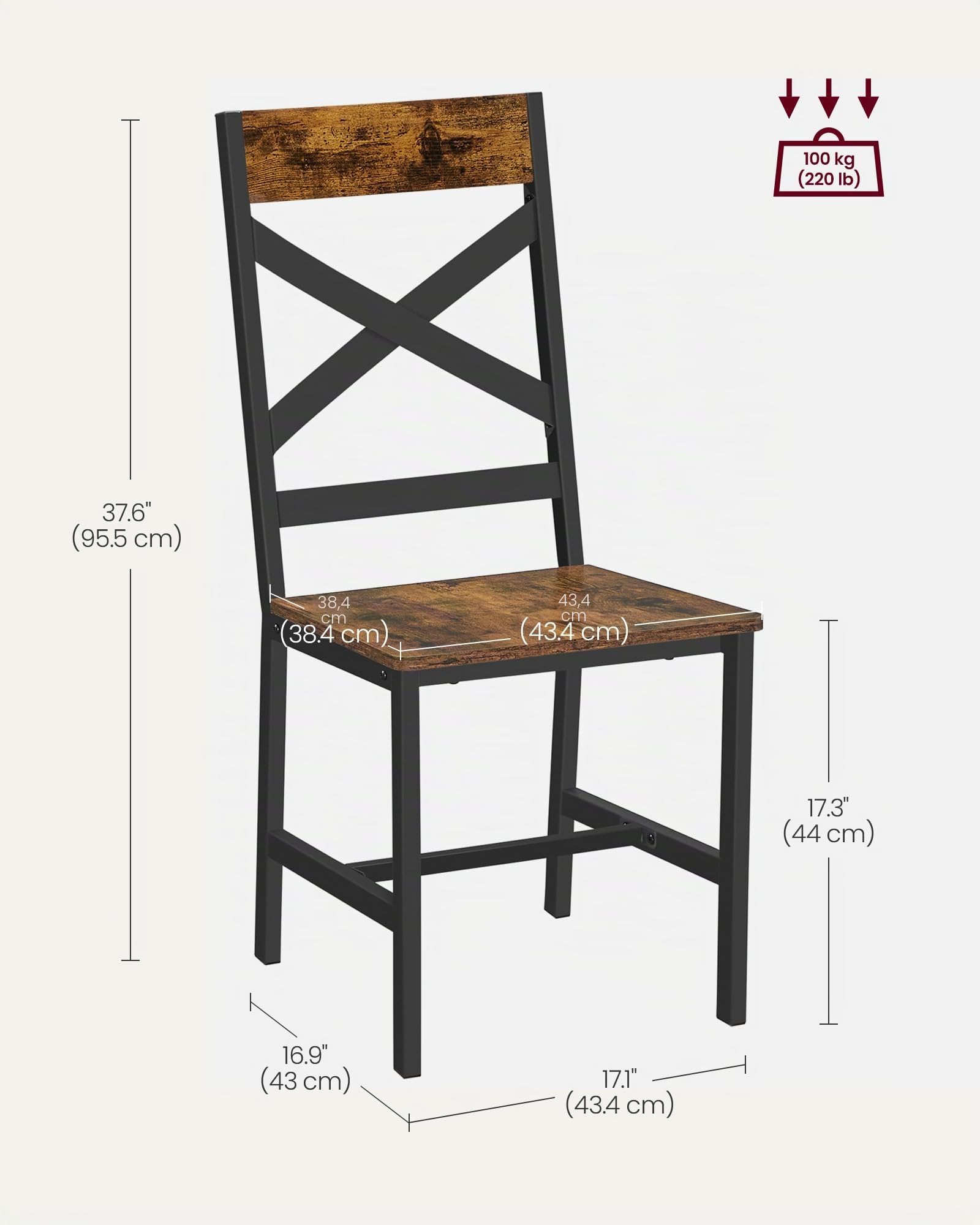 VASAGLE Chaises de Salle à Manger, Lot de 2, avec Dossier en X
